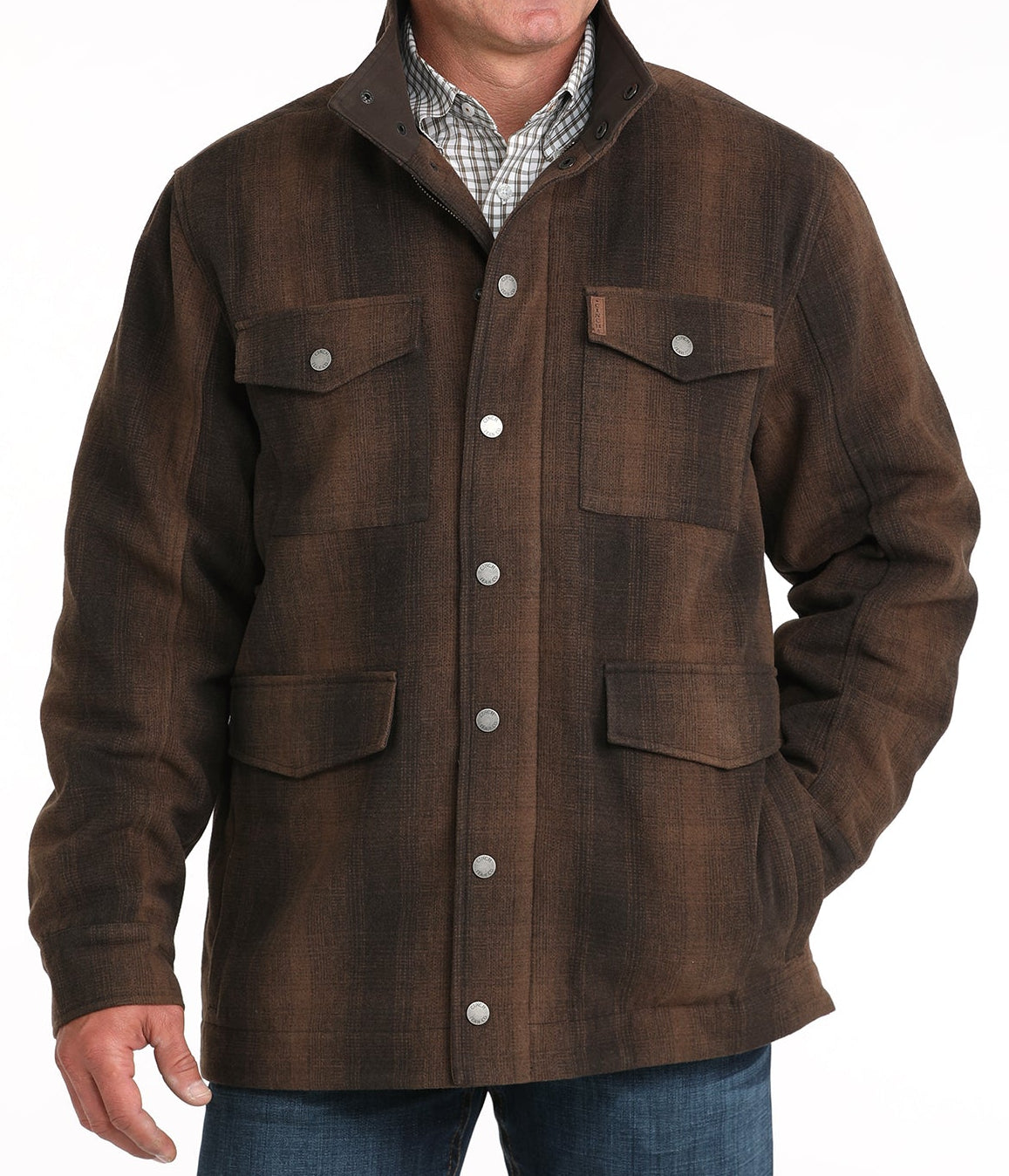 CINCH MEN'S BROWN PLAID FRONTIER COAT - WINTER25