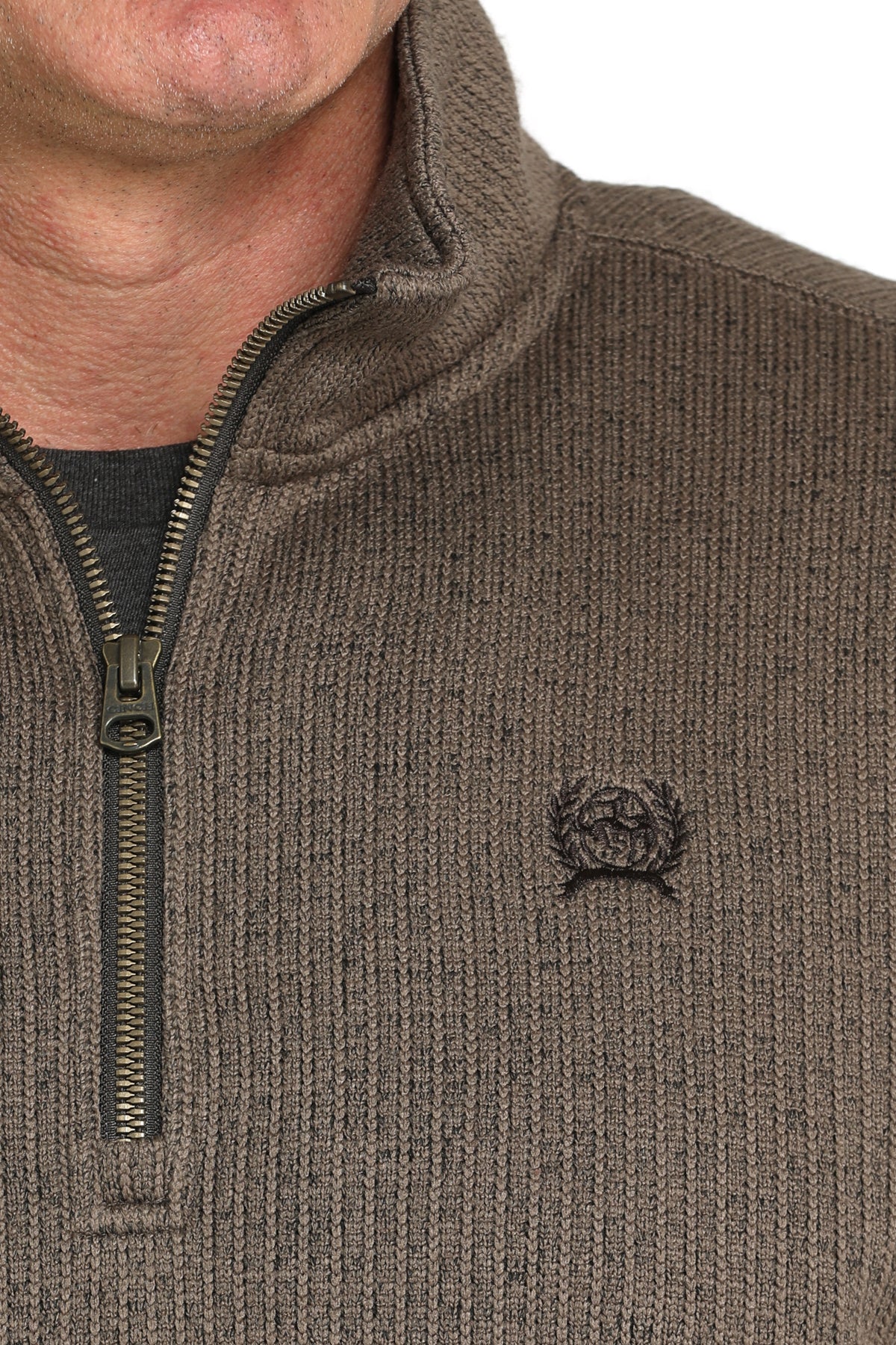 CINCH MEN'S 1/4 ZIP PULLOVER SWEATER - BROWN