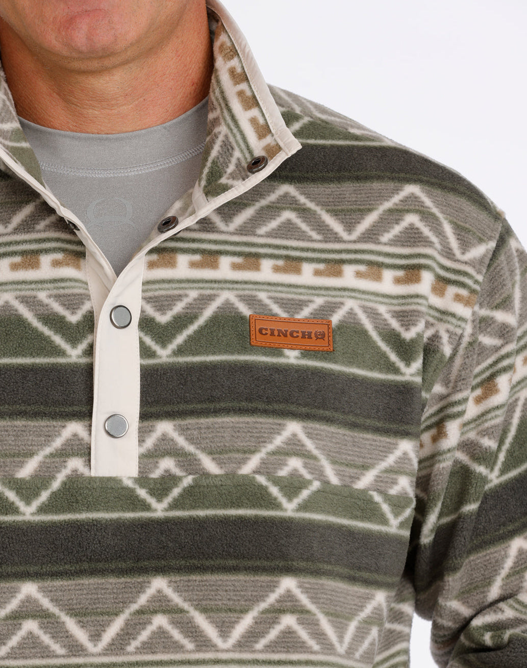 CINCH MEN'S POLAR FLEECE PULLOVER - OLIVE PRINT