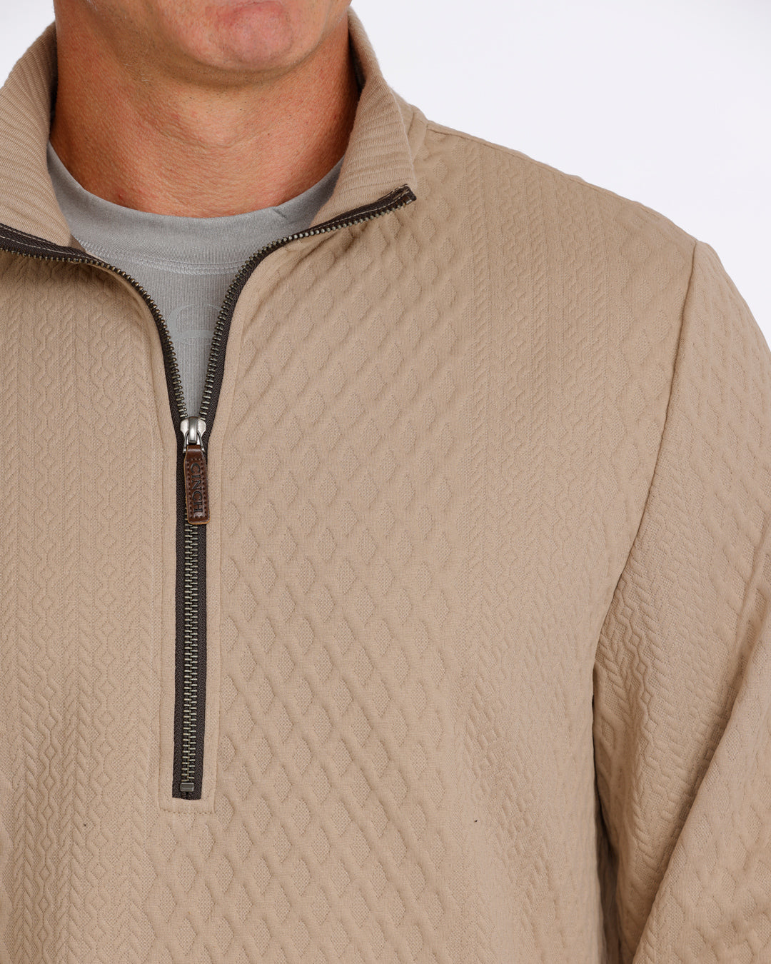 CINCH MEN'S 1/2 ZIP KNIT PULLOVER - STONE