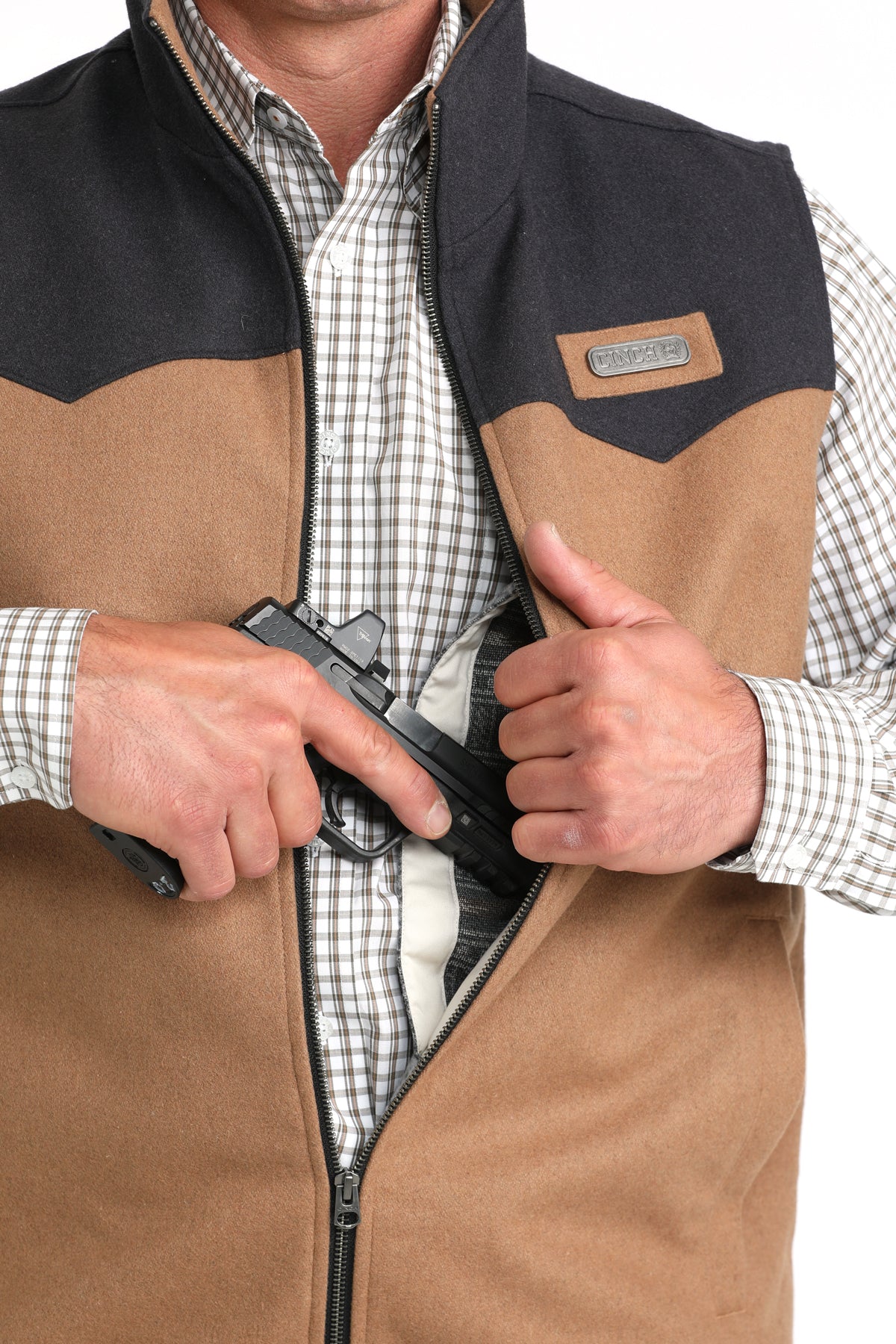CINCH MEN'S WOOLY CONCEALED CARRY VEST - BROWN