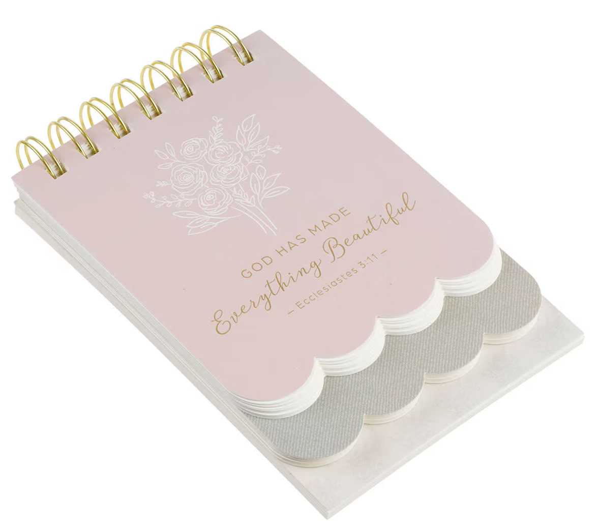 "EVERYTHING BEAUTIFUL" BLUSH TIERED SPIRAL NOTEPAD, ECCLESIASTES 3:11