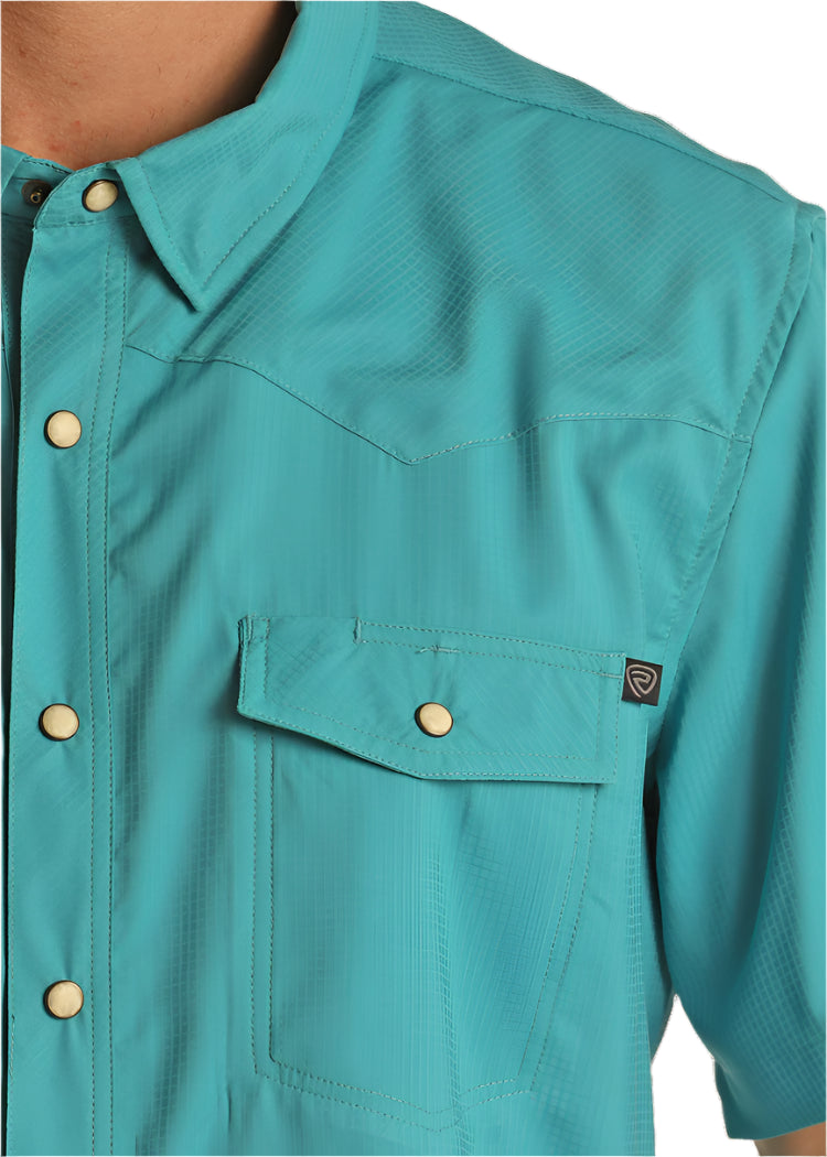 ROCK AND ROLL MEN'S TEK WESTERN SHIRT - PEACOCK