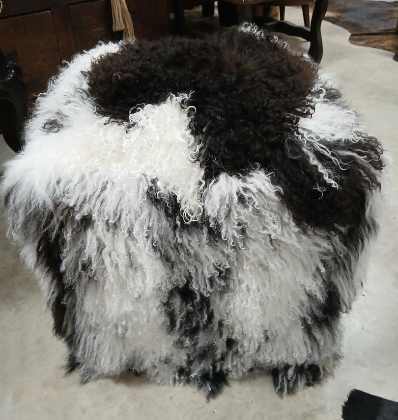 TIBETAN MONGOLIAN LAMB 18" OTTOMAN CUBE