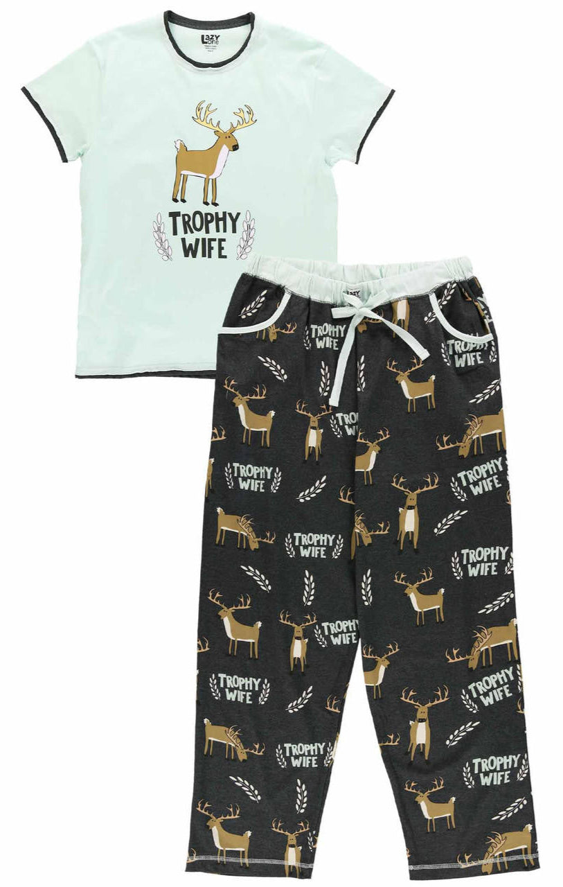 "TROPHY WIFE" TEE AND PANT PJ SET