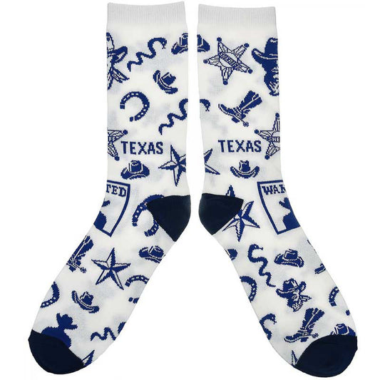 Texas Cowboy Socks - White
