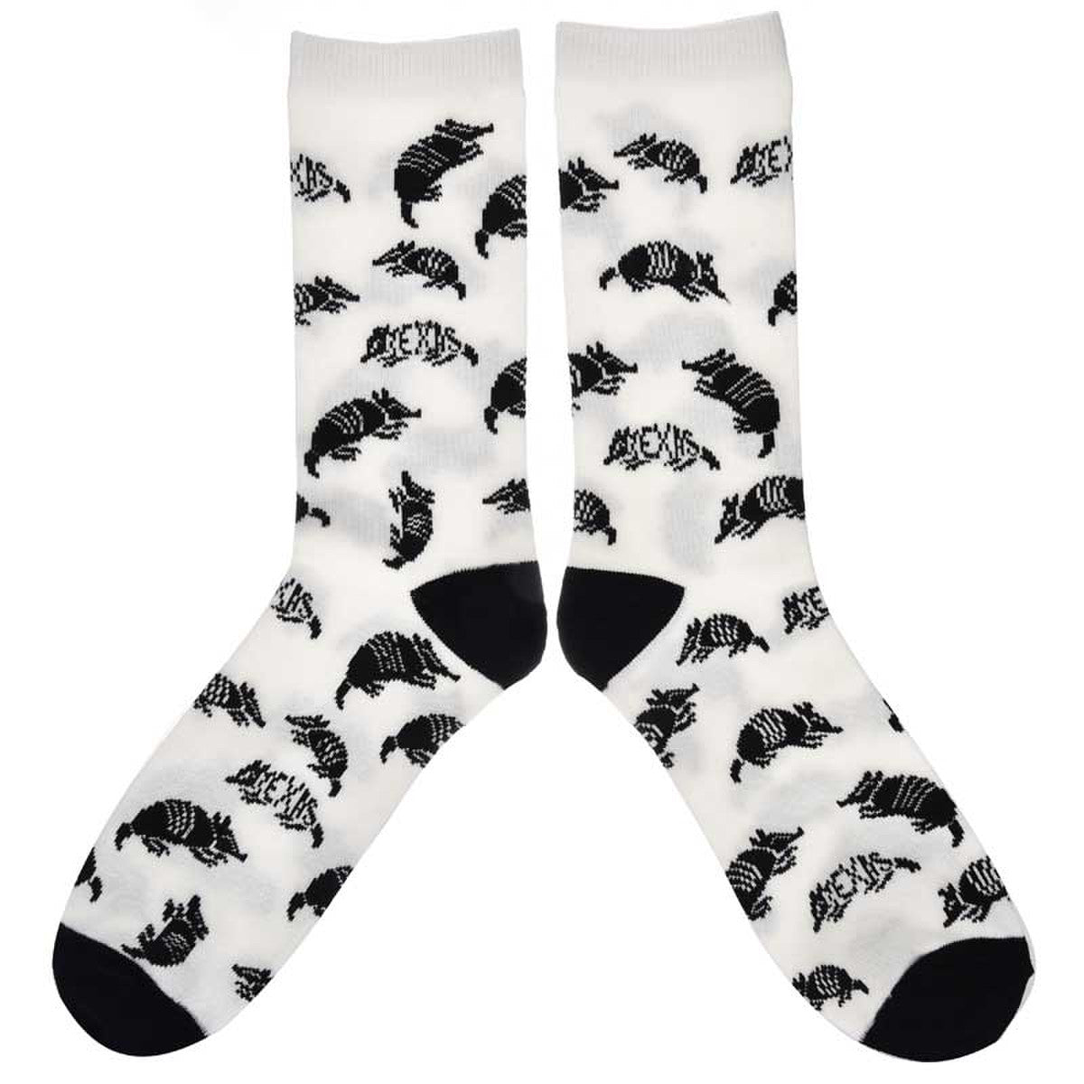 Texas Armadillo Socks - White