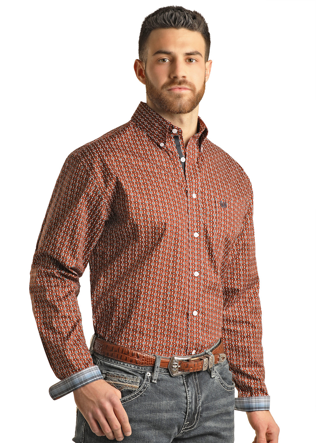 PANHANDLE SLIM ROUGHSTOCK MEN'S LONG SLEEVE SHIRT - RUST