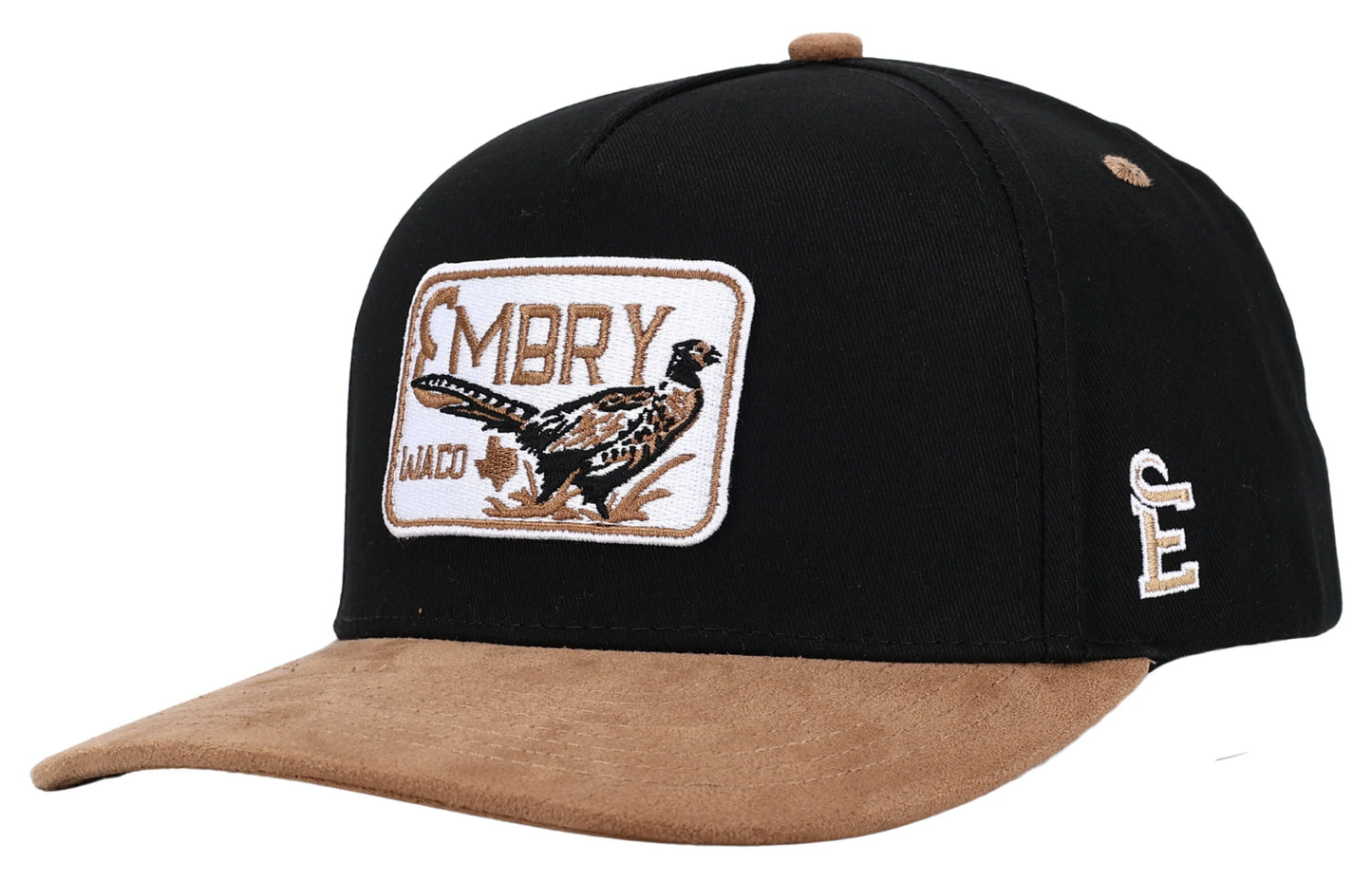 EMBRY ROOSTER SUEDE BRIM CAP in BLACK/BROWN