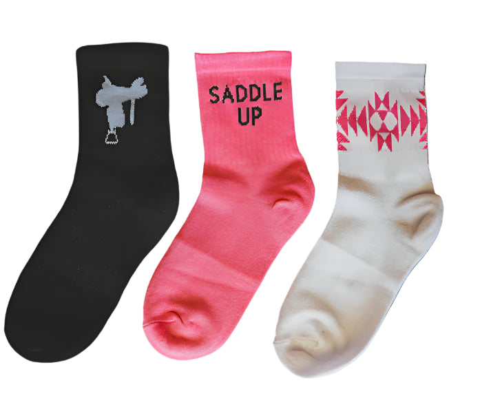 "SADDLE POP" SOCK EM SILLY SOCKS 3 PACK