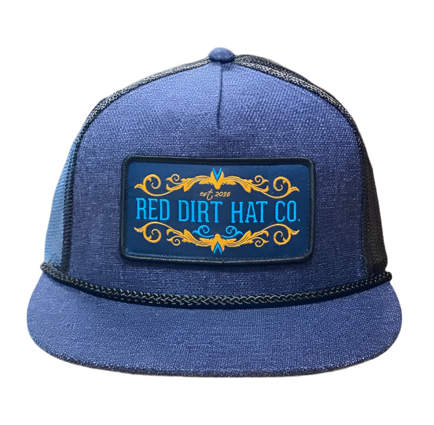 RED DIRT HAT CO. WESTERN SCROLL CAP in HEATHER NAVY