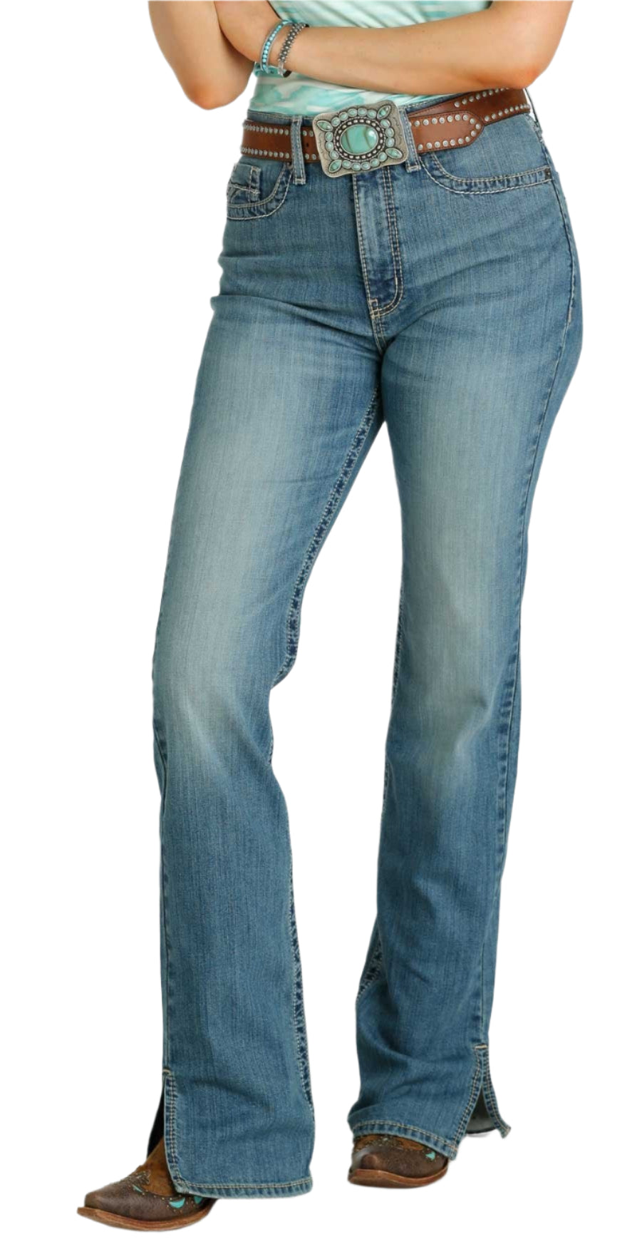 CRUEL DENIM WOMEN'S SKYLAR MEDIUM STONE WASH BOOT CUT JEANS