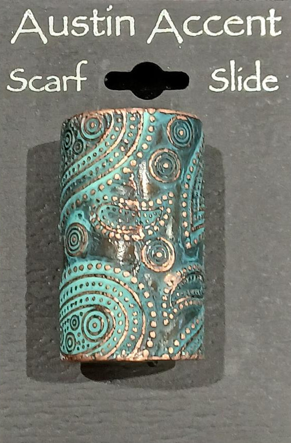 AUSTIN ACCENT® TURQUOISE PATINA COPPER SCARF SLIDE