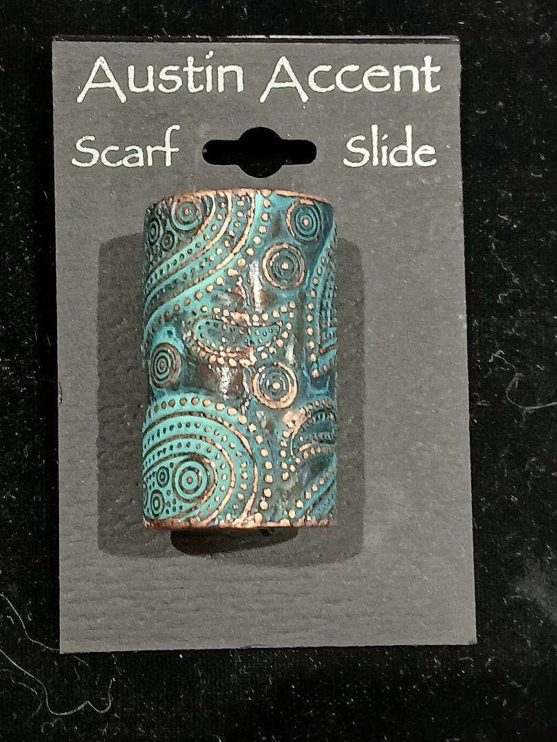 AUSTIN ACCENT® TURQUOISE PATINA COPPER SCARF SLIDE