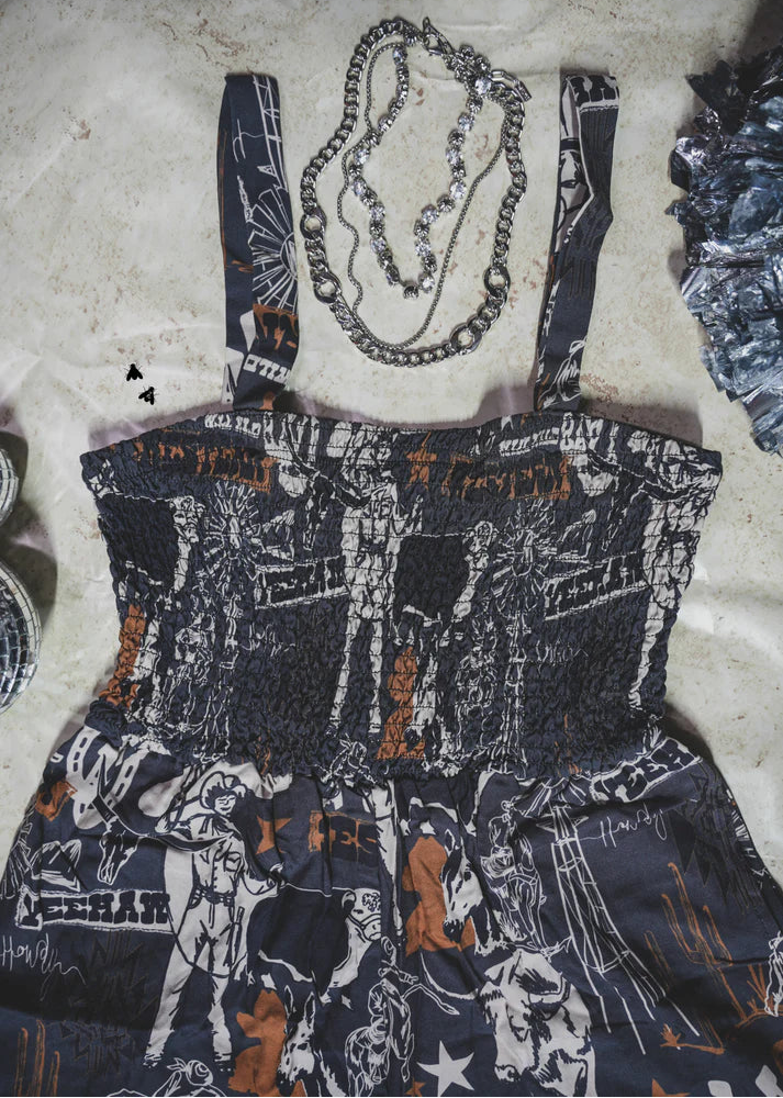 "STOMP THA STOCKYARD" LADIES COWBOY PRINT JUMPSUIT