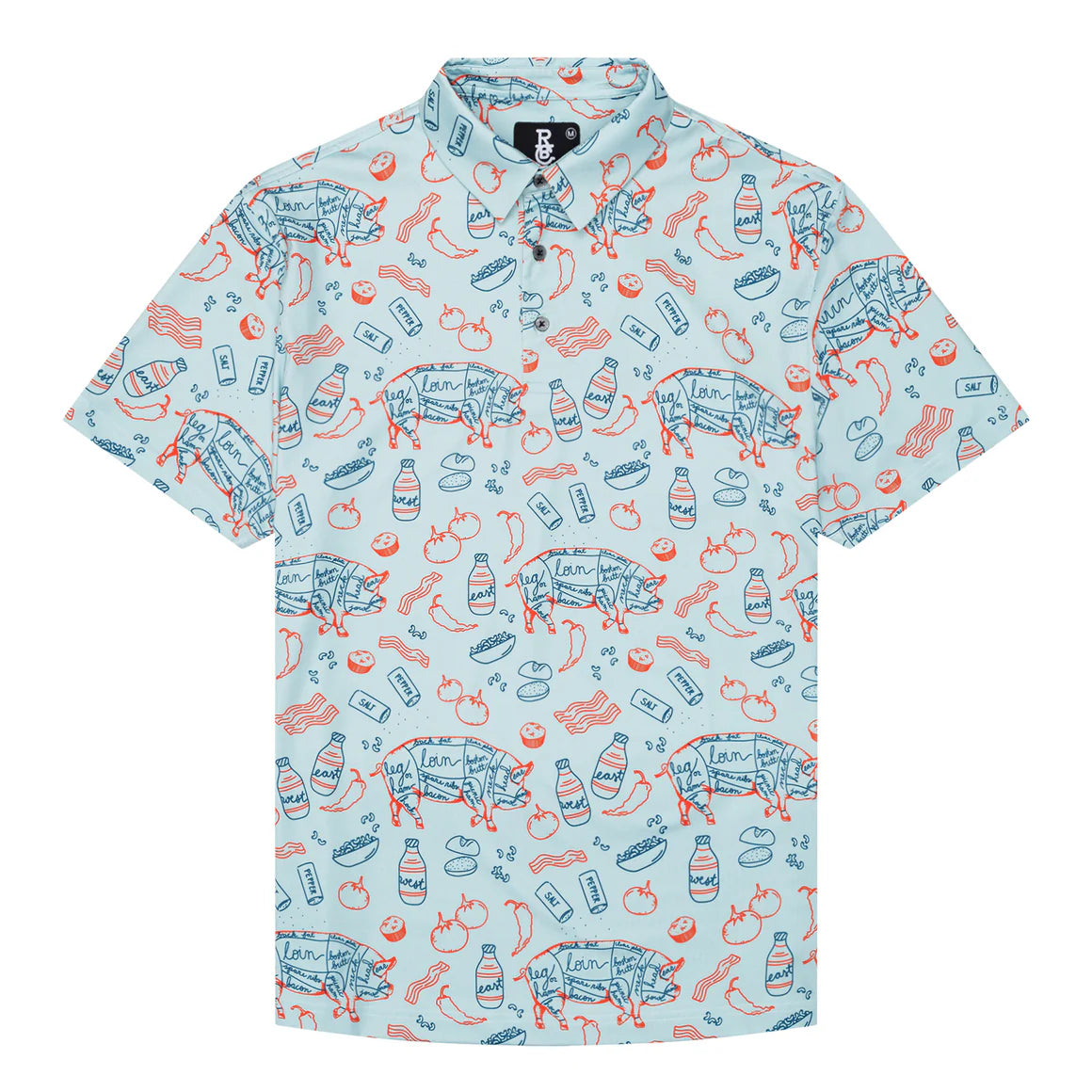 MEN'S SOUTHERN BBQ POLO SHIRT - LT BLUE