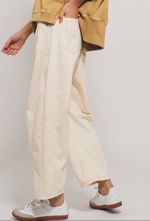 TIME WILL TELL BARREL PANTS in CREAM
