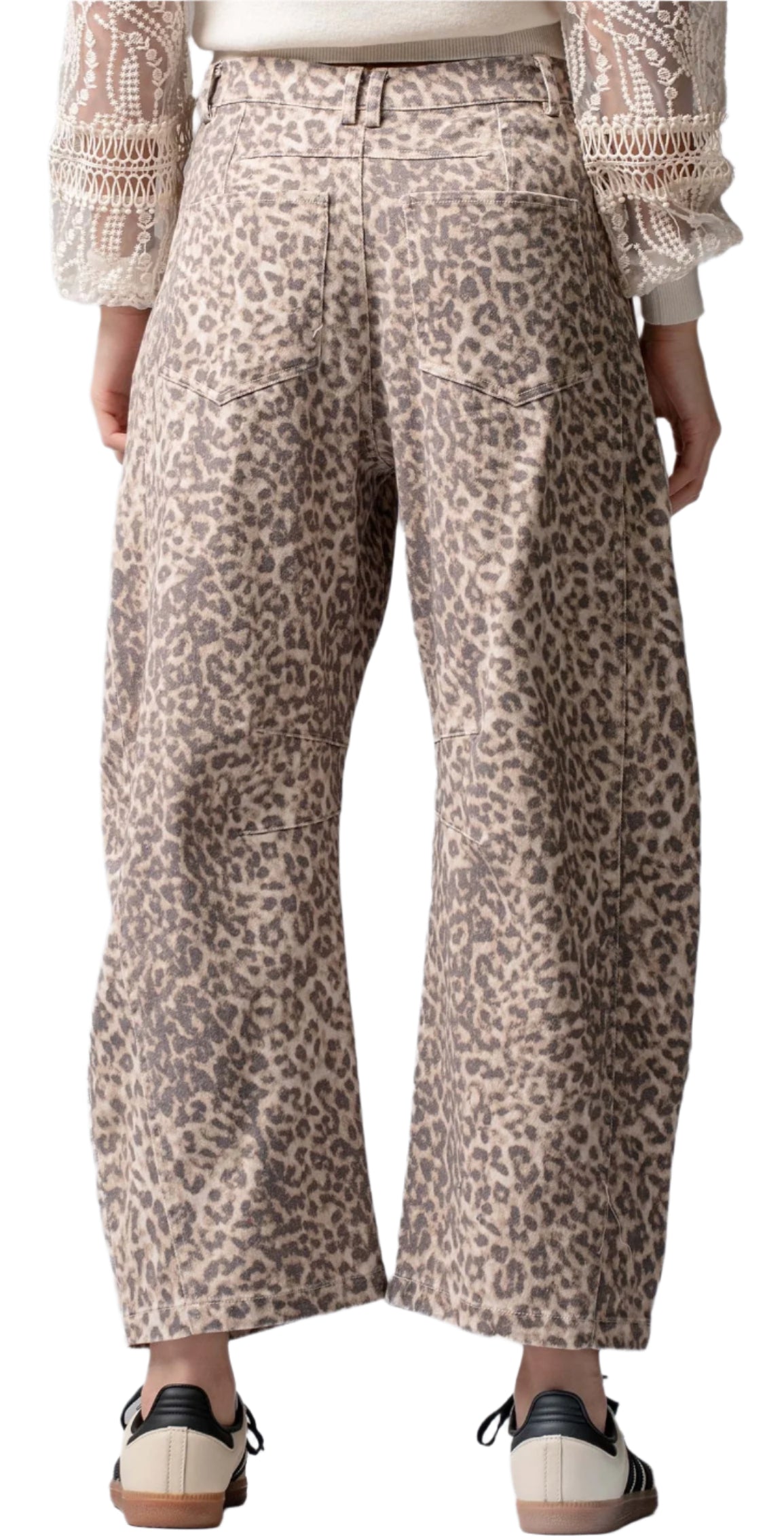 LEOPARD PRINT BARREL PANTS