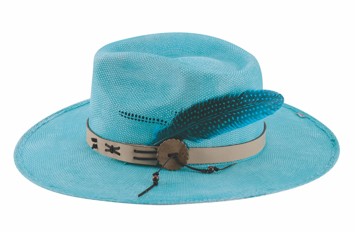CHASING SUMMER BANGORA STRAW FEDORA in TURQUOISE