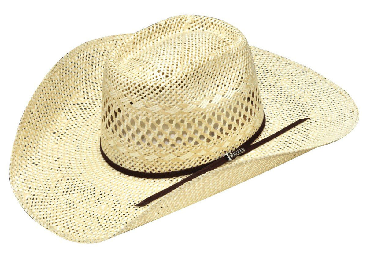 TWISTER TWISTED WEAVE STRAW HAT -BRICK CROWN