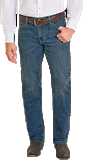 MEN'S ROCK AND ROLL DENIM TWO TONE DARK VINTAGE WASH DOUBLE BARREL STRAIGHT JEANS