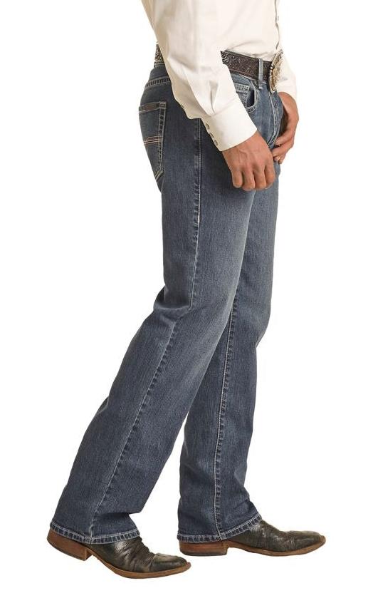 ROCK & ROLL DENIM MENS VINTAGE '46 PISTOL STACKABLE BOOTCUT JEANS