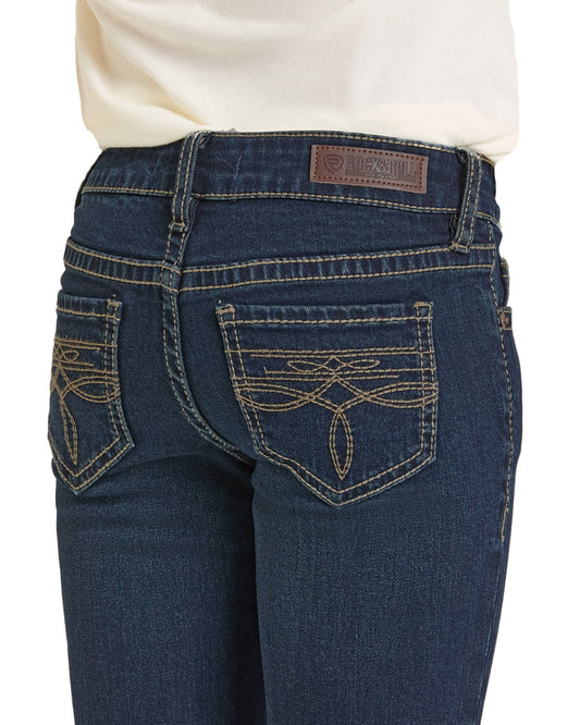 GIRL'S ROCK AND ROLL BOOT STITCH BOOTCUT DARK VINTAGE WASH JEANS
