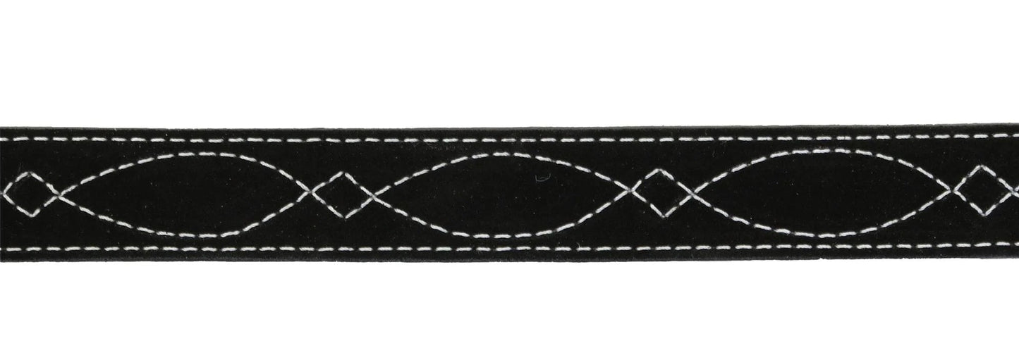 BLACK SUEDE BELT WITH WHITE STITCHING
