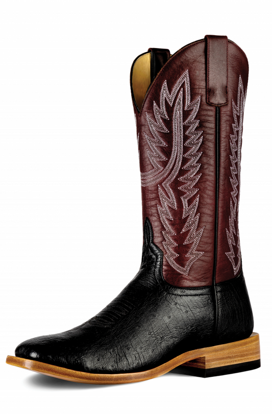 HORSE POWER TOP HAND BLACK SMOOTH OSTRICH MEN'S BOOTS
