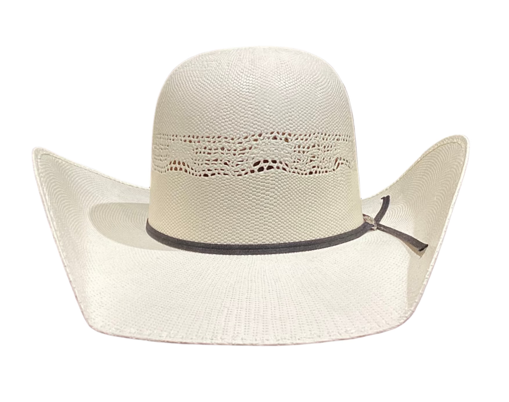 Modestone Traditional Bangora Rodeo Straw Cowboy Hat With Stud Hatband - 2-Tone Grey