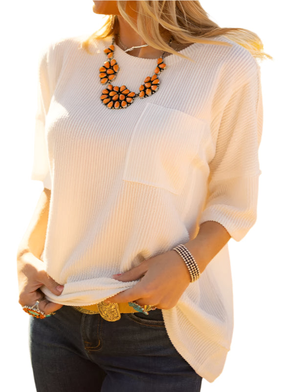 LADIES IVORY DOLMAN SLEEVE TOP