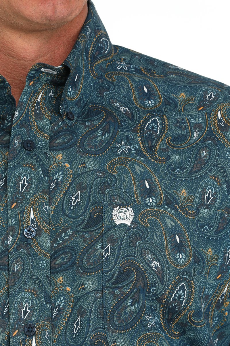 CINCH MEN'S PAISLEY PRINT LONG SLEEVE WESTERN SHIRT-BLUE