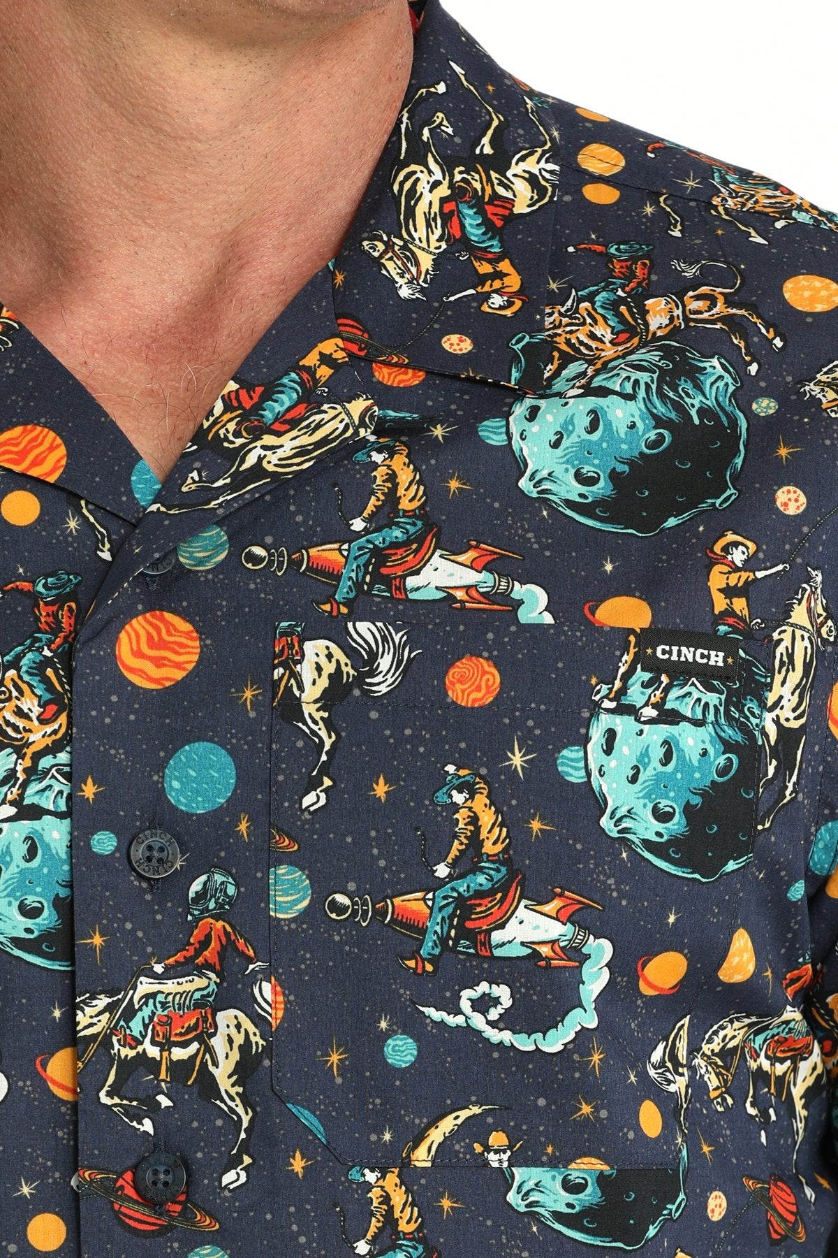 CINCH MEN'S SPACE COWBOY CAMP SHIRT - NAVY