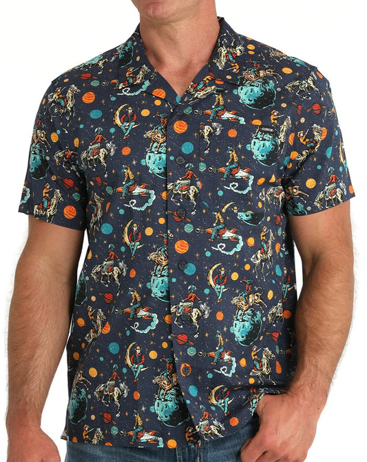 CINCH MEN'S SPACE COWBOY CAMP SHIRT - NAVY