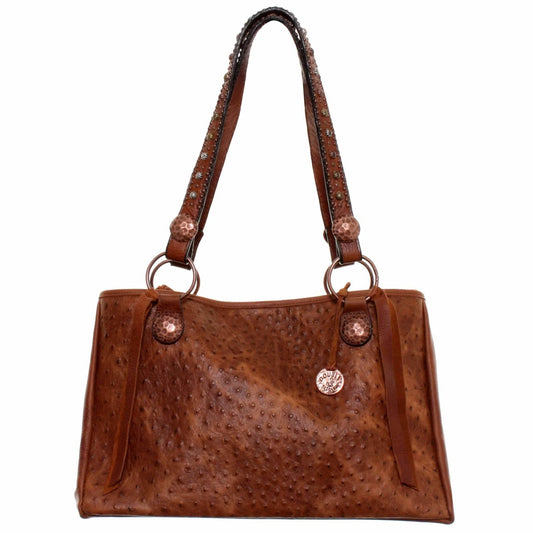 DOUBLE J SADDLERY MEDIUM VINTAGE COGNAC OSTRICH TOTE