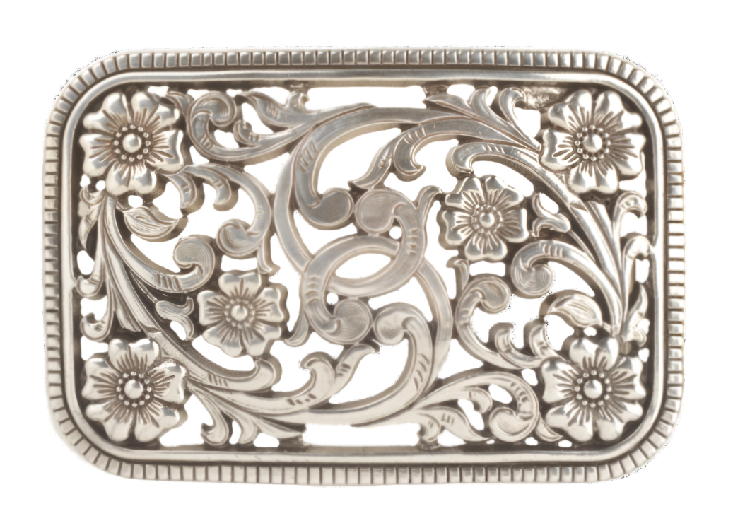 NOCONA LADIES FLORAL FILIGREE RECTANGLE BELT BUCKLE