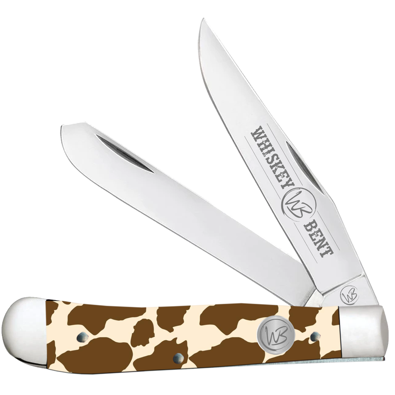 WHISKEY BENT BROWN HIDE TRAPPER KNIFE