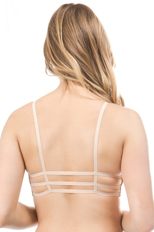 Pull-On Multi Strap Bra in Nude