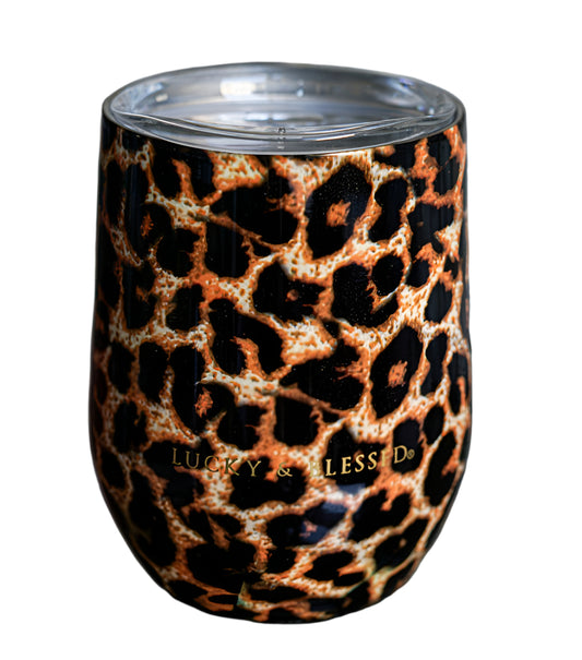 PRINTED amber leopard WINE TUMBLER