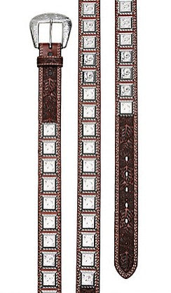 MEN'S SQUARE CRYSTAL CONCHO BELT