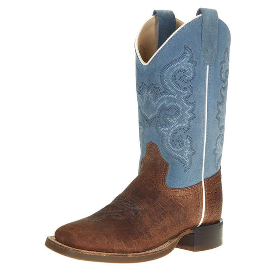 OLD WEST BOY'S YOUTH SKY BLUE TOP BULLHIDE BOOTS
