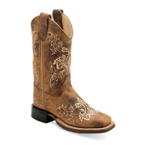 OLD WEST GIRL'S WESTERN EMBROIDERY SQUARE TOE BOOTS - CHILDREN