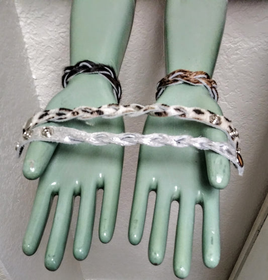 Mini Braid Hair-On-Hide Leather Bracelet