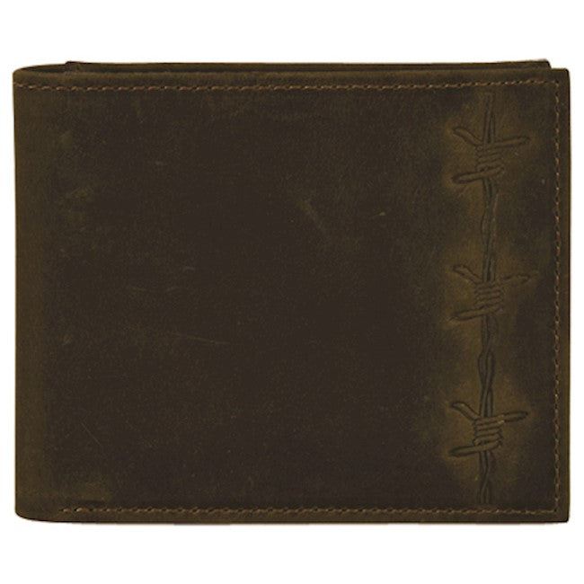 JUSTIN MEN'S BACK POCKET BI-FOLD WALLET with BARBED WIRE DESIGN