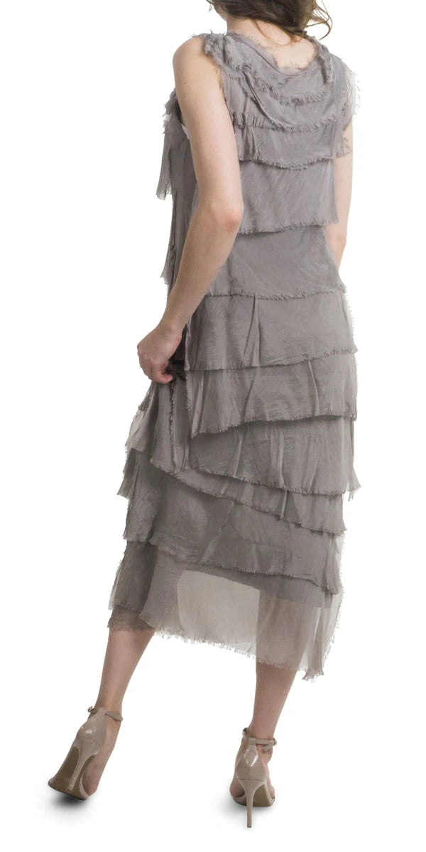 SIENA MAXI RUFFLED DRESS in TAUPE