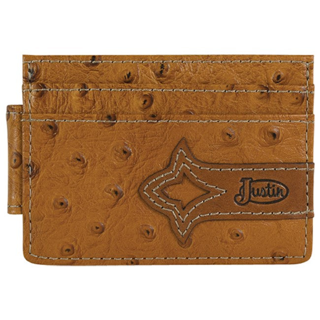 JUSTIN CARD WALLET OSTRICH TEXTURE