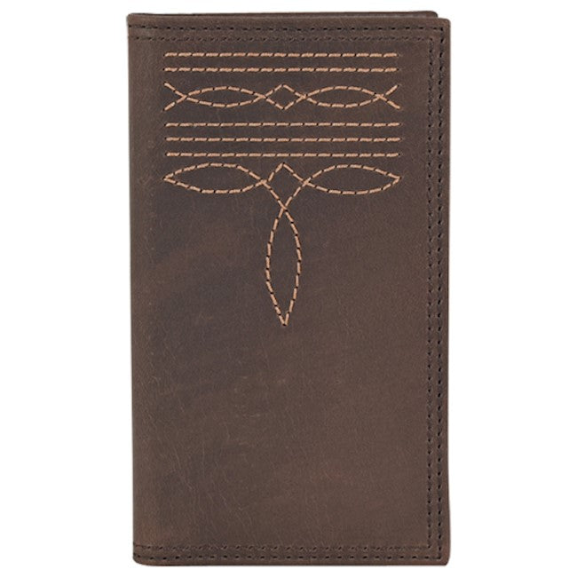 JUSTIN JR RODEO WALLET BROWN W/BOOT STITCH DETAIL