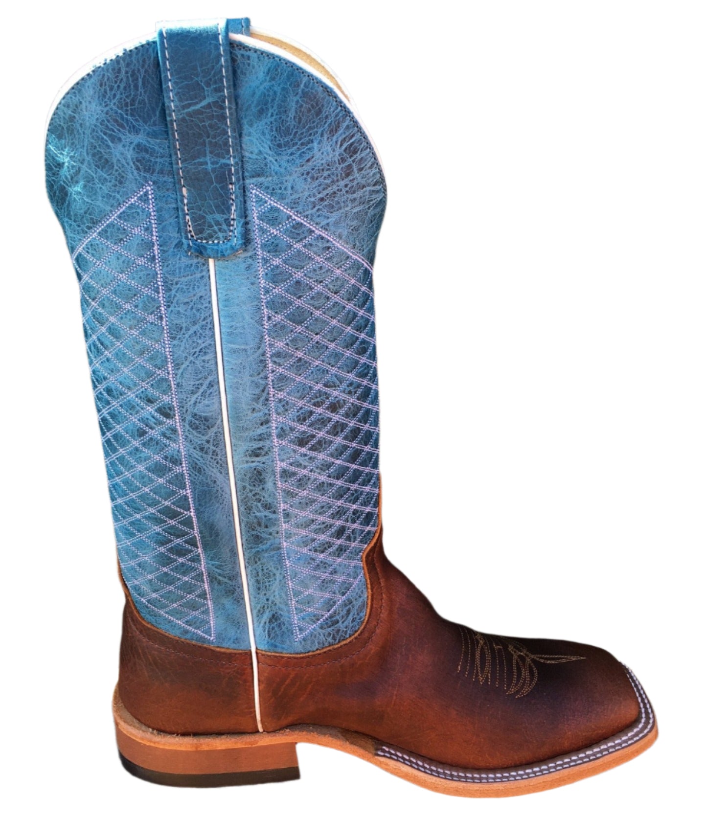 Anderson Bean Mike Tyson Bison W/ Blue Lava Leather Square Toe Boots S1116