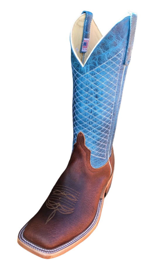 Anderson Bean Mike Tyson Bison W/ Blue Lava Leather Square Toe Boots S1116