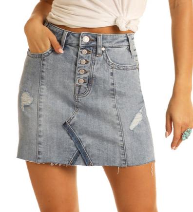Rock & Roll light wash Denim Skirt